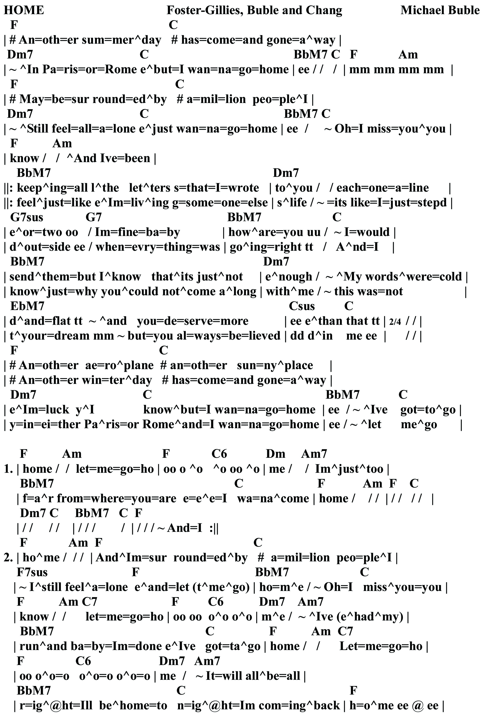 CHORD] HOME – MICHAEL BUBLE – CHORDSBOX