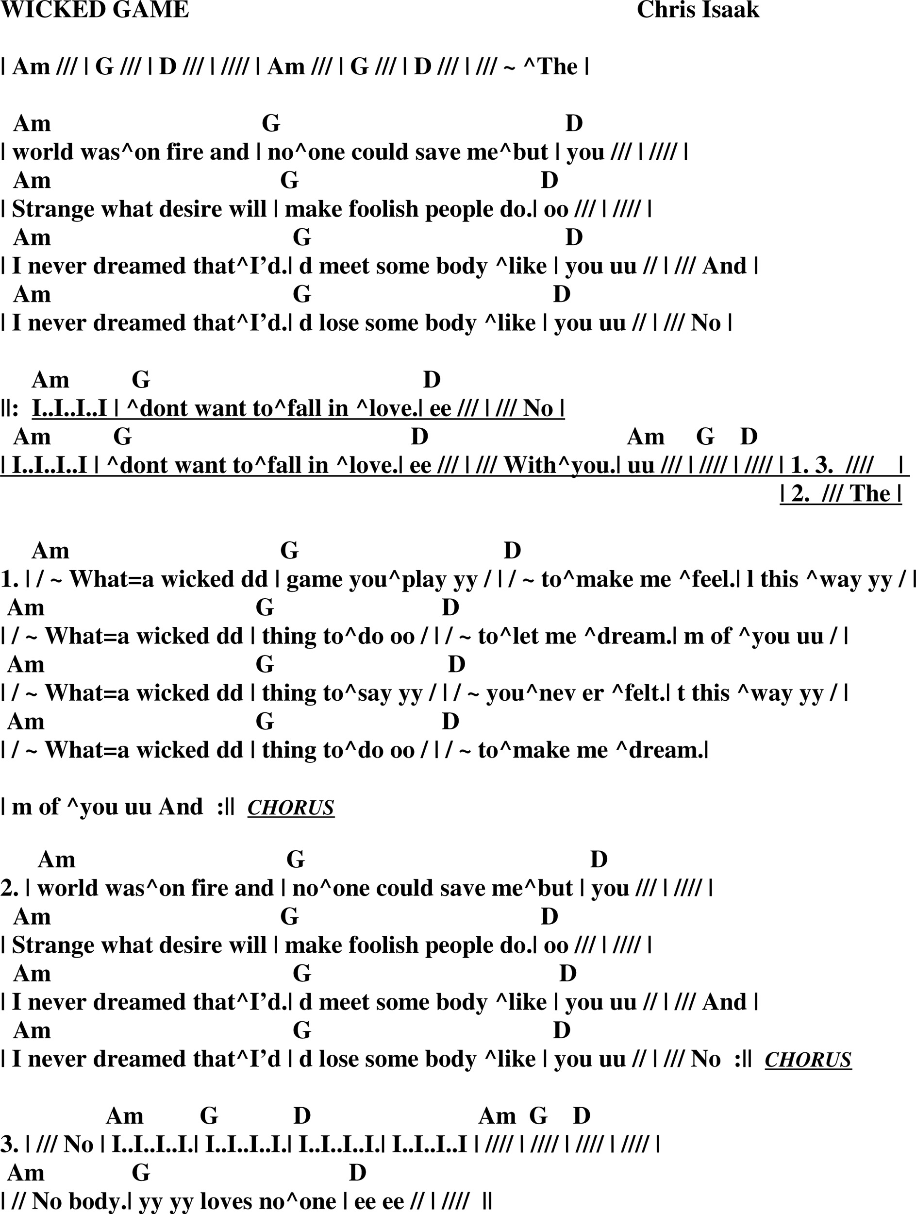 Chris Isaak - Wicked Game Chords